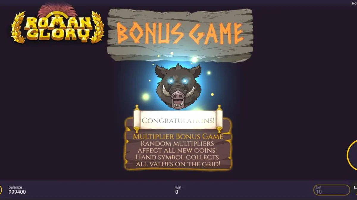 Tampilan visual slot Roman Glory dengan elemen hutan dan simbol prajurit
